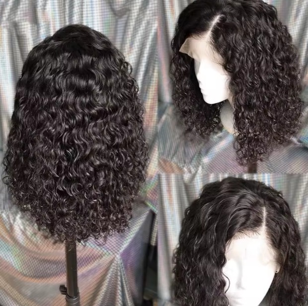 The Devote Short Bob Kinky Curly HD Lace Front Wig | 100 Percent Virgin Brazilian Human Hair | Natural Black | Glueless Full Lace Wig for Women