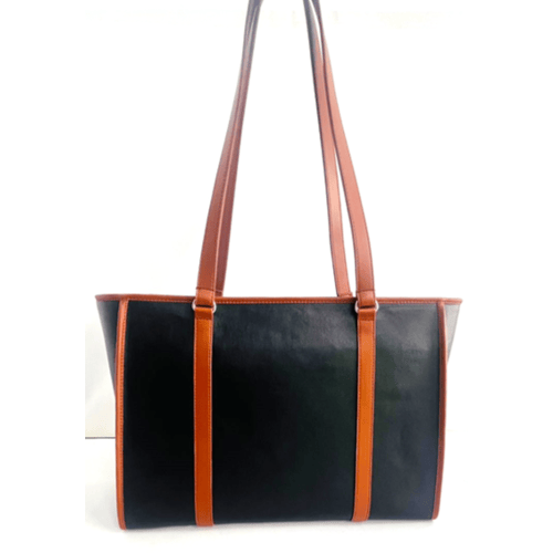 Pu Monogram Tote Bag - Color: Black And Brown
