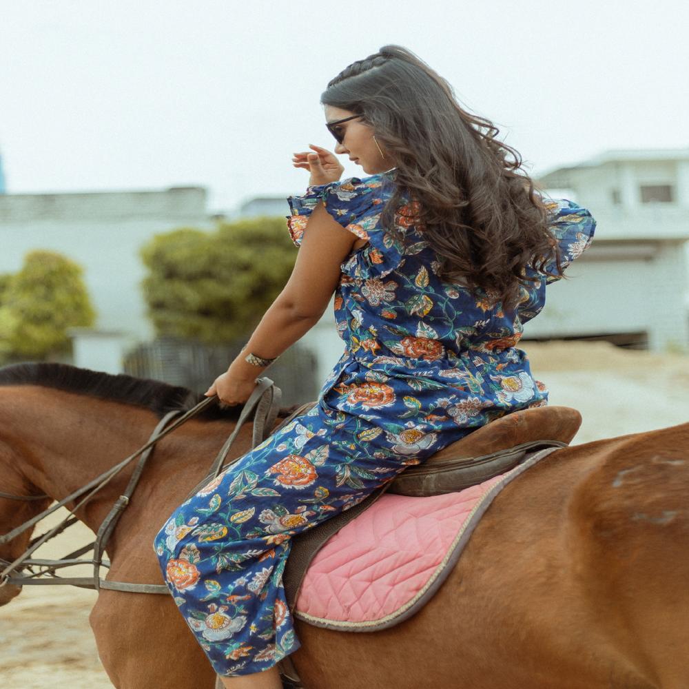 Ladies Block Print Cotton Jumpsuit