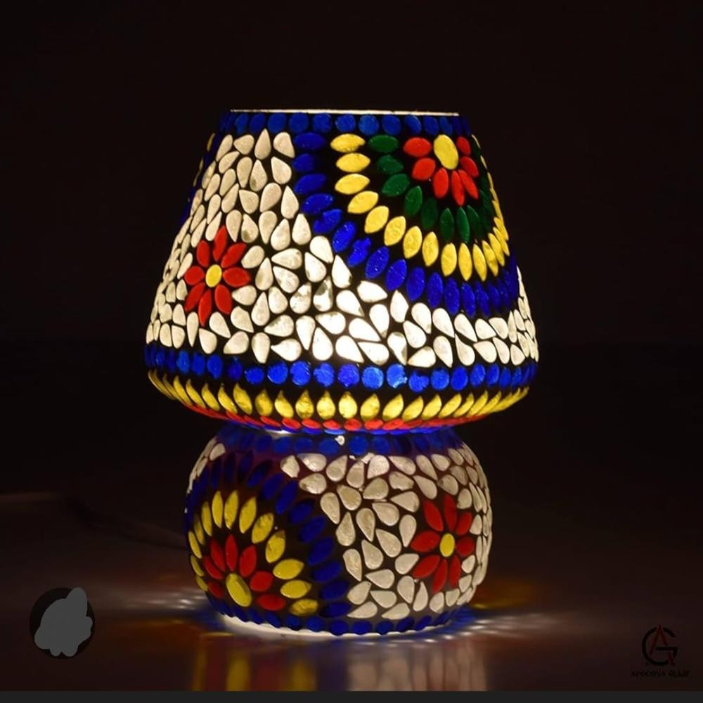 Mosaic Glass Table Lamp With Color Led Light By Sangam Glass Decorators