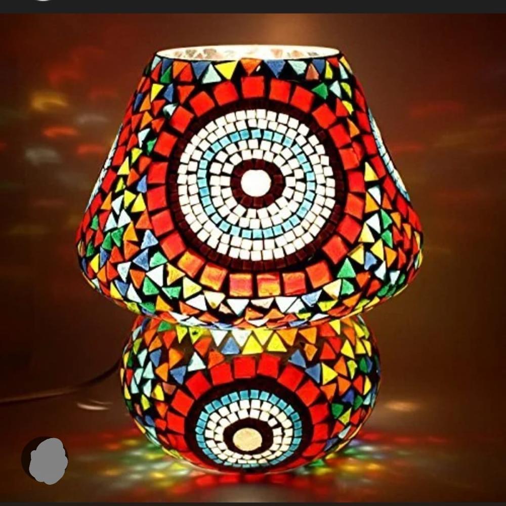 Mosaic Glass Table Lamp With Color Led Light By Sangam Glass Decorators