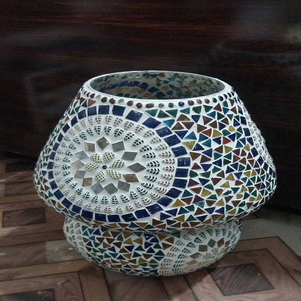 Mosaic Glass Table Lamp With Color Led Light By Sangam Glass Decorators