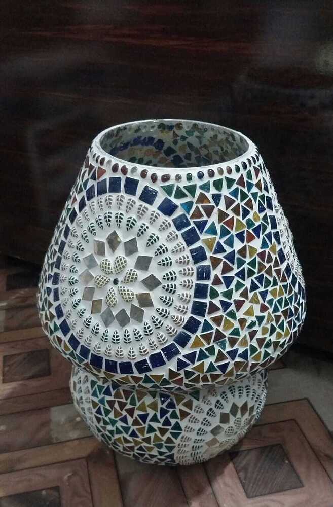 Mosaic Glass Table Lamp with color LED Light