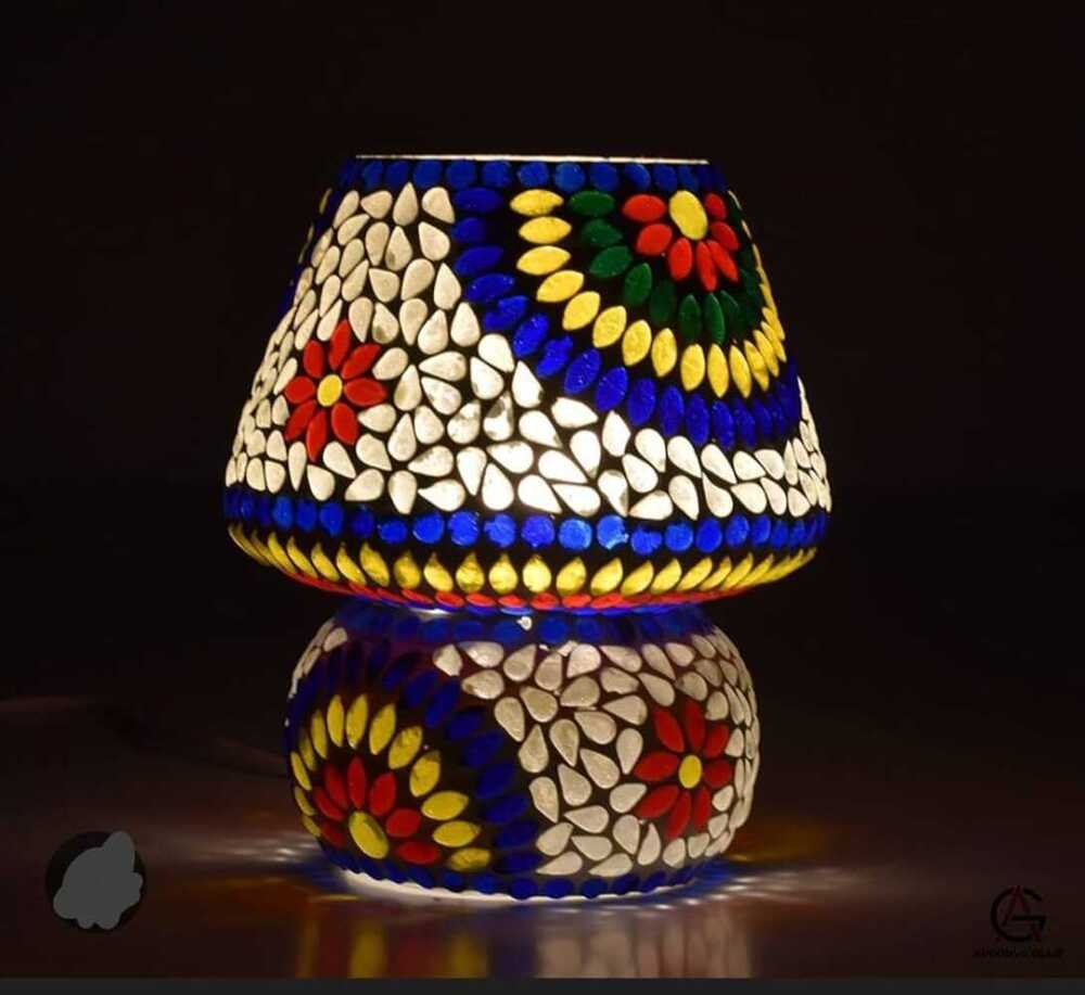 Mosaic Glass Table Lamp with color LED Light