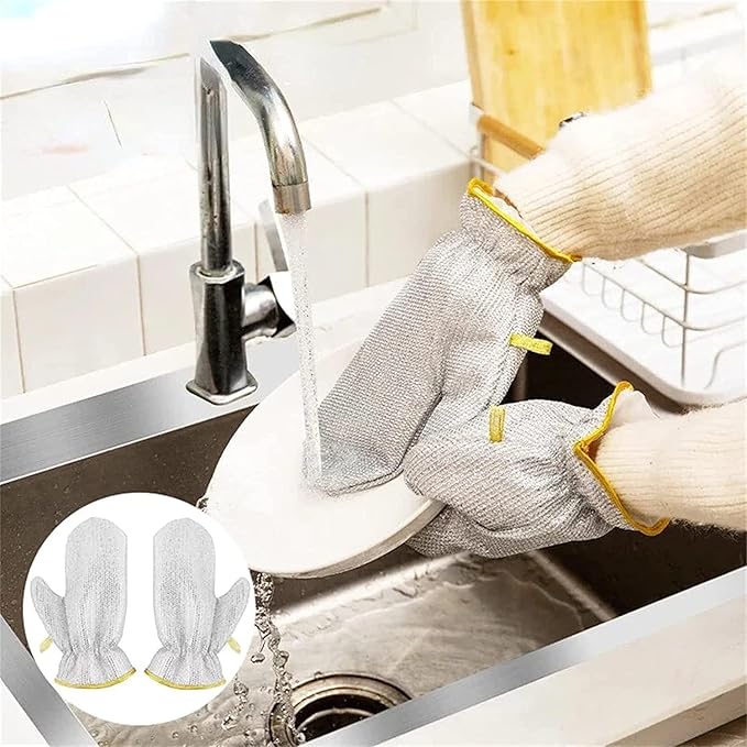Non-Scratch Wire Dishwashing Hand Gloves 