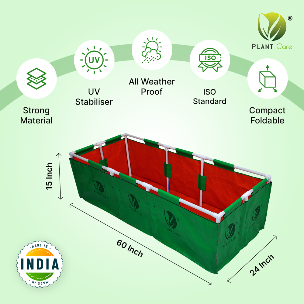 Rectangular Grow Bag with PVC Pipe Stand 60x24x15 WP