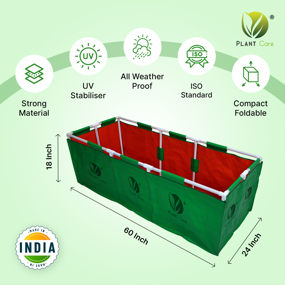 Rectangular Grow Bag with PVC Pipe Stand 60x24x18 WP