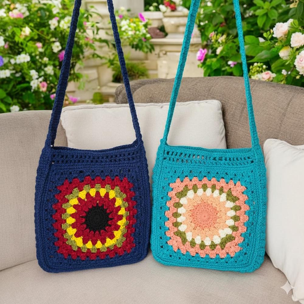 HANDKNITTED BOHO MESSENGER BAG