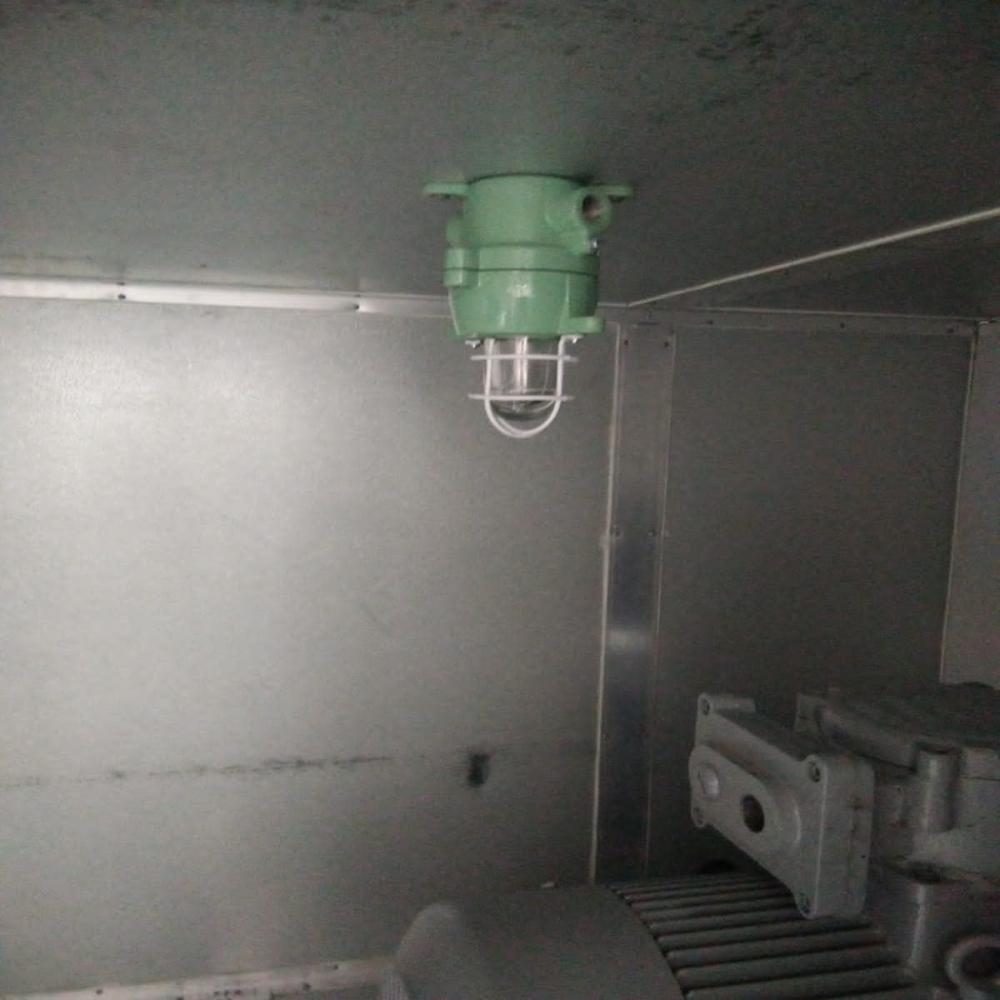 Flameproof Level Gauge Illuminator - Die Cast Aluminum Alloy Lm6, 15w Power, Ip-65 Ingress Protection, Toughened Glass E-27 | Features: External And Internal Earthing, Enclosed Break Porcelain Lamp Holder, M.s. White Powder Coated Wire Guard