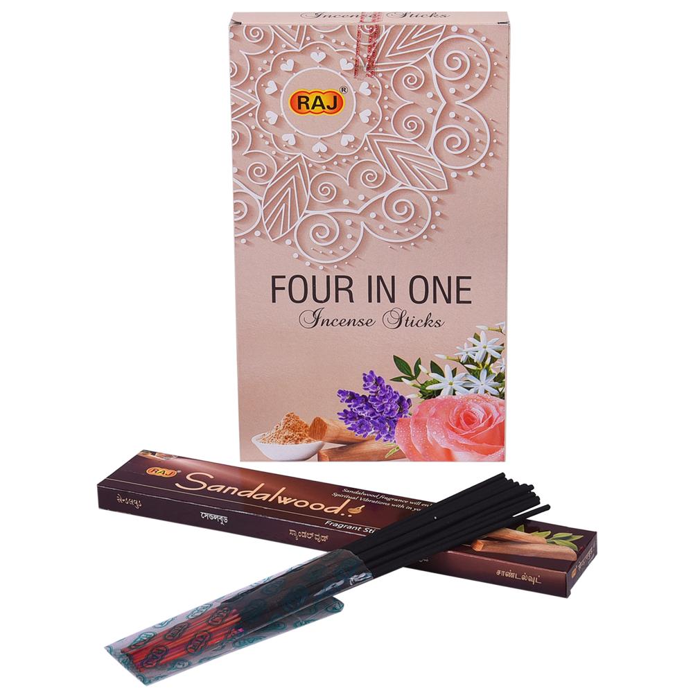 RAJ Four in One Incense Sticks | Lavender, Jasmine, Gulab & Sandalwood