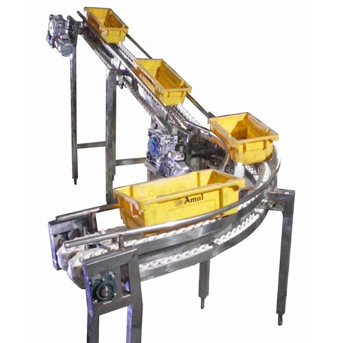 90 Degree Bend Single Tier Inclined Crate Conveyor - Features: Stable Performance