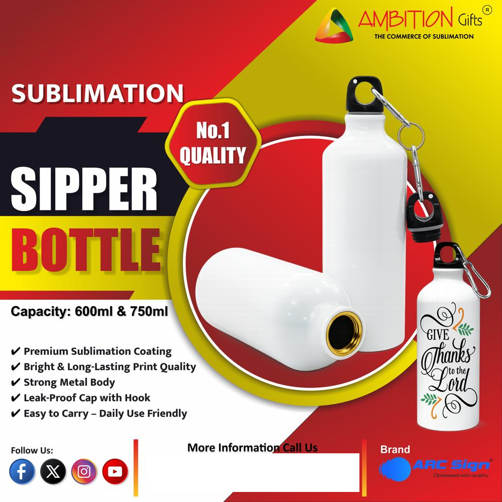 Sublimation Sipper Bottle 600Ml Sublimation Blank Products - Capacity: 600 Milliliter (Ml)