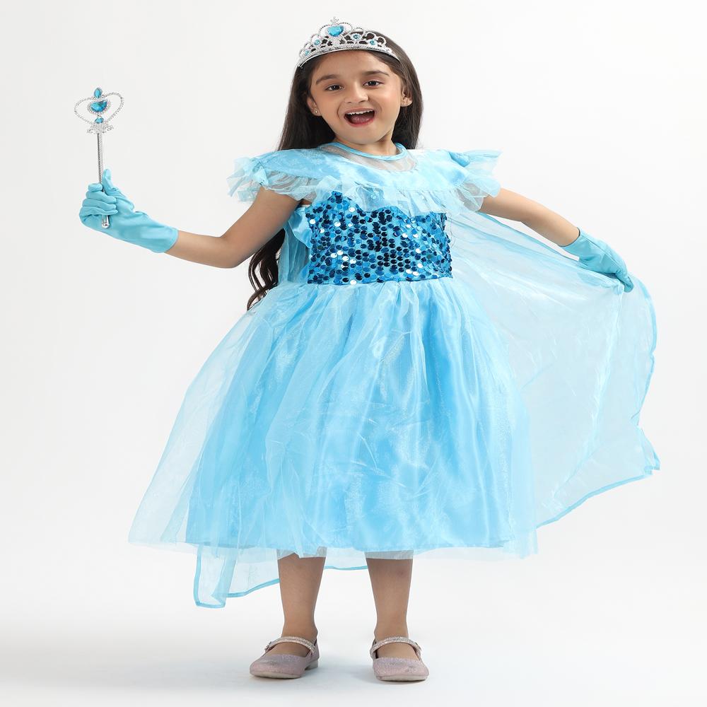 Blue Elsa Kids Dress - Fabric Type: Polyester