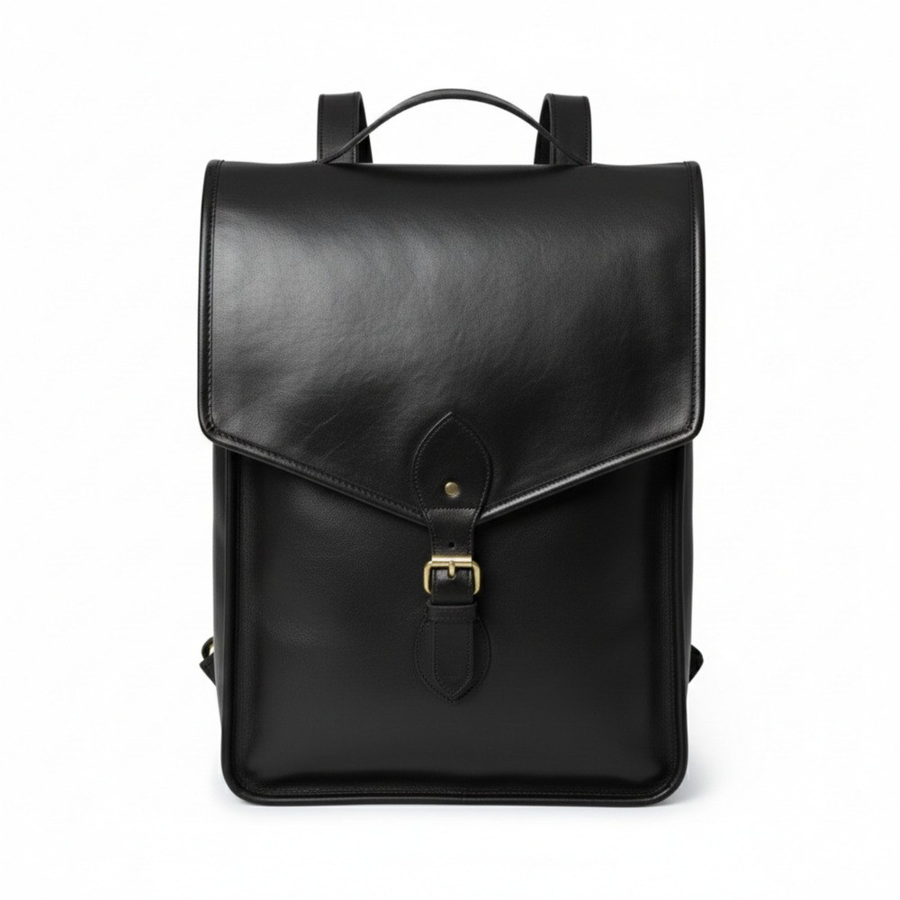 Black Classic Leather Backpack - Color: Different Available