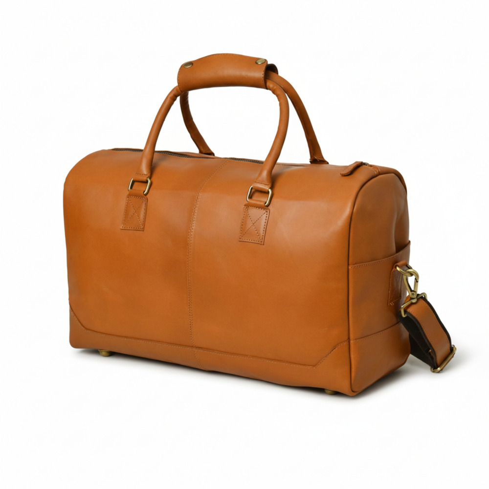 Classic Tan Brown Leather Weekender Bag