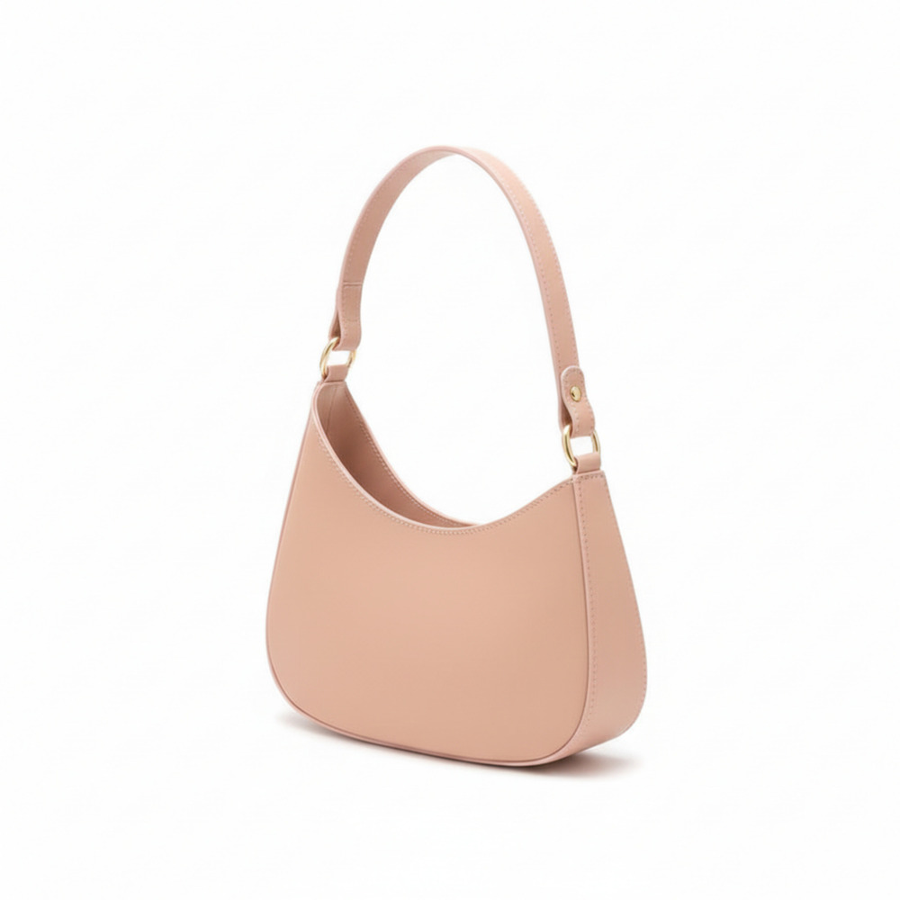 Blush Pink Minimal Leather Hobo Bag
