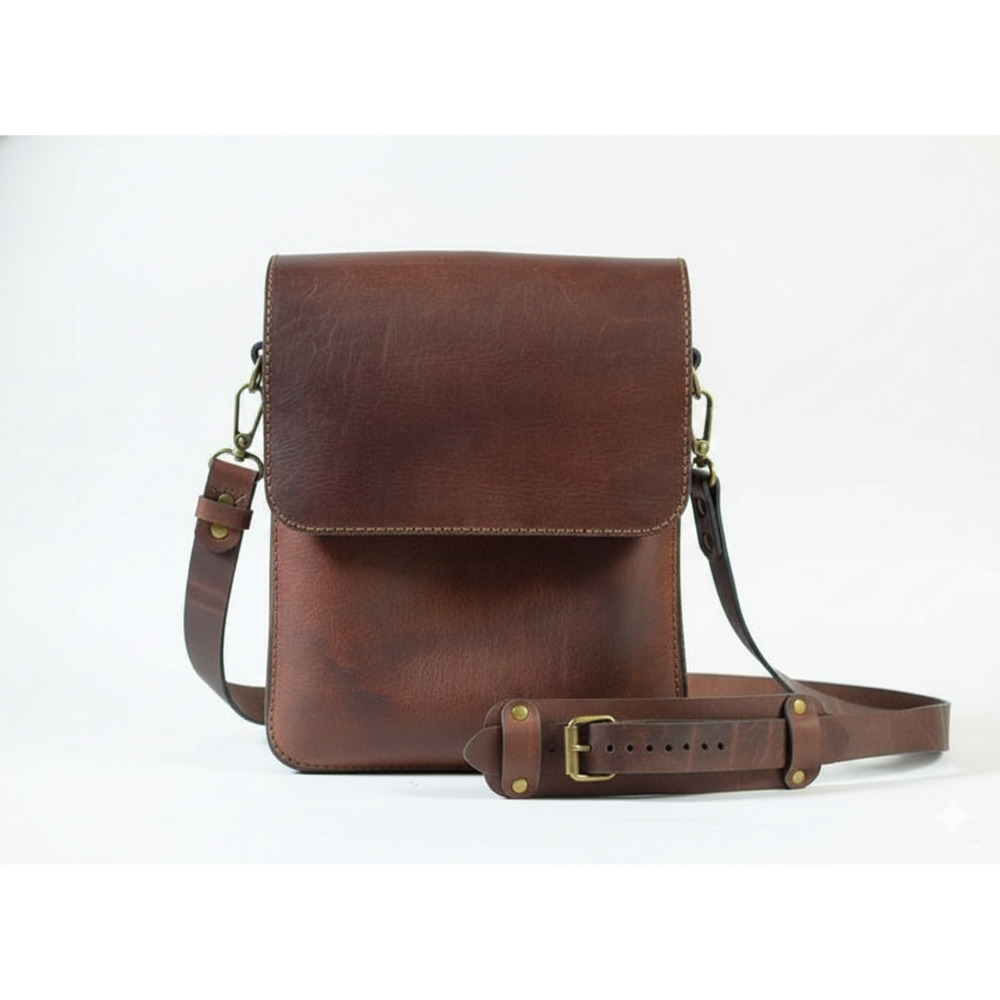 Dark Brown Premium Leather Flap Sling Bag