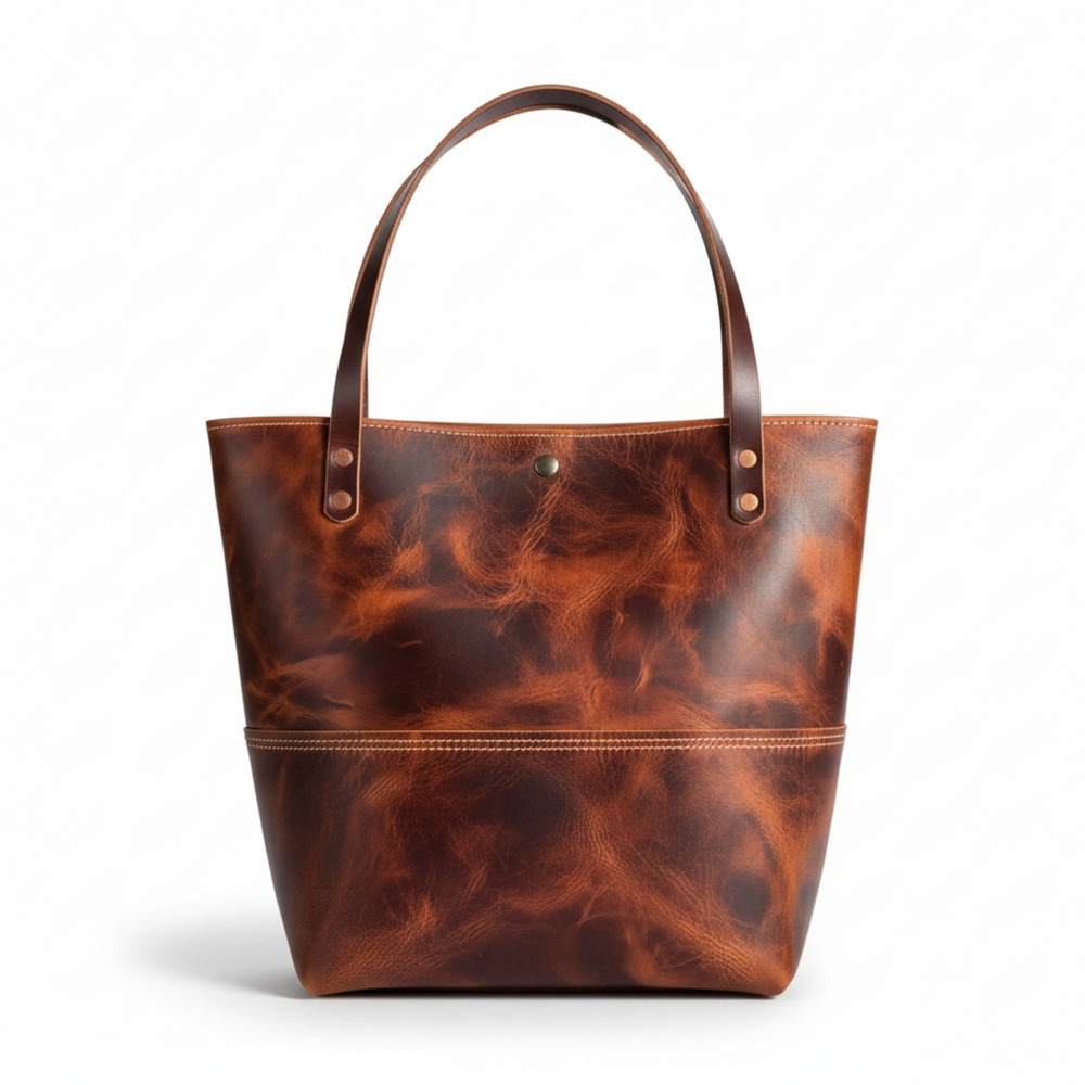 Vintage Finish Distressed Leather Tote Bag