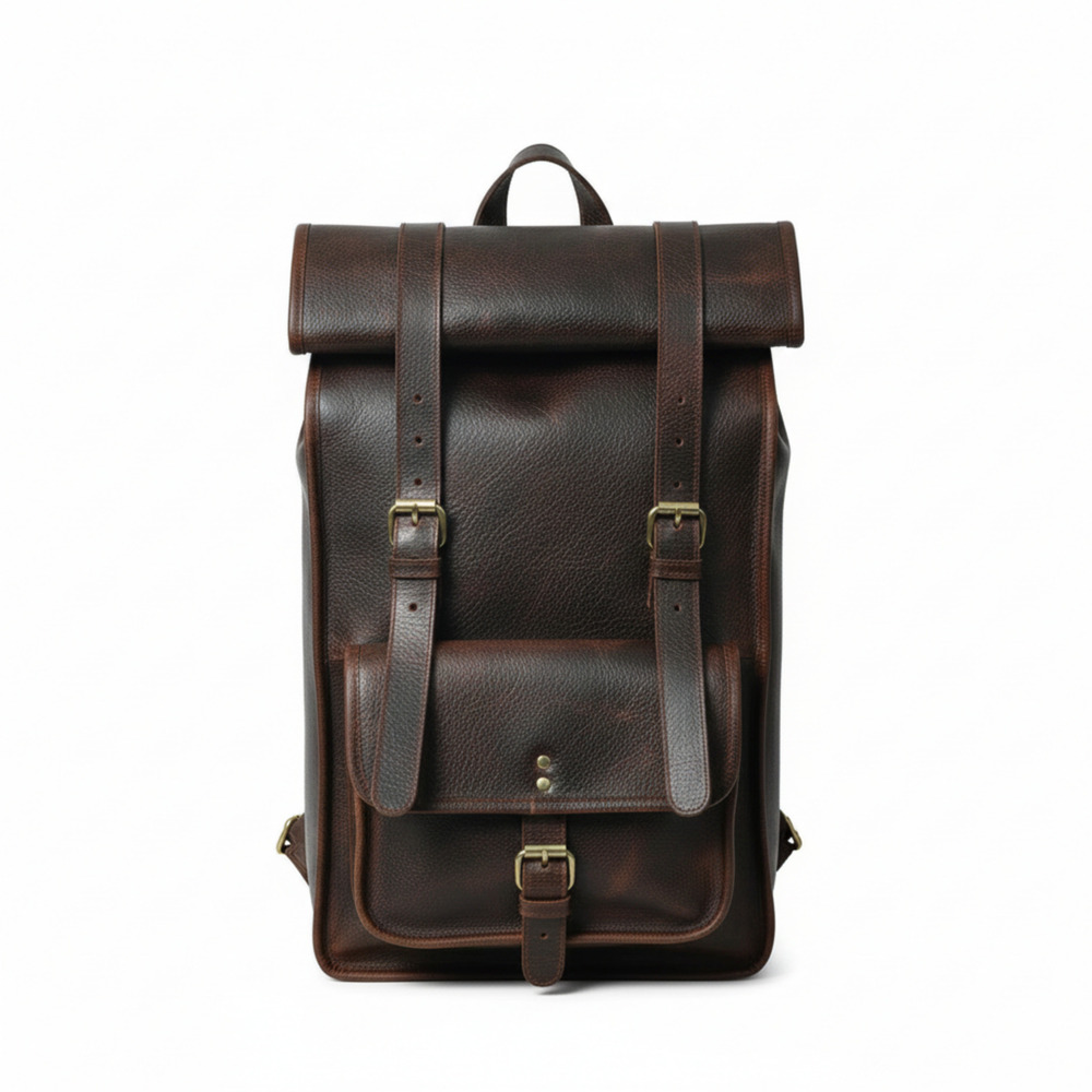 Roll-Top Leather Backpack