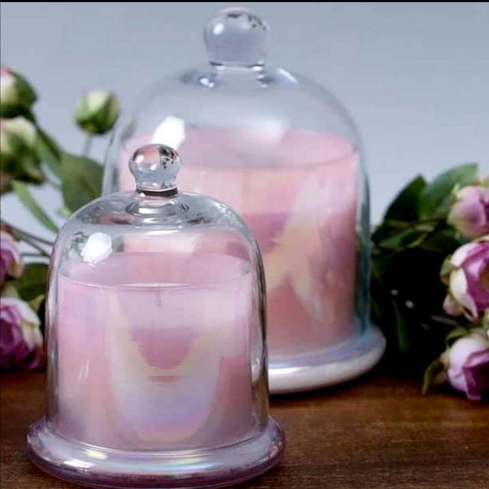 Glass Bell Jar Candle Silver