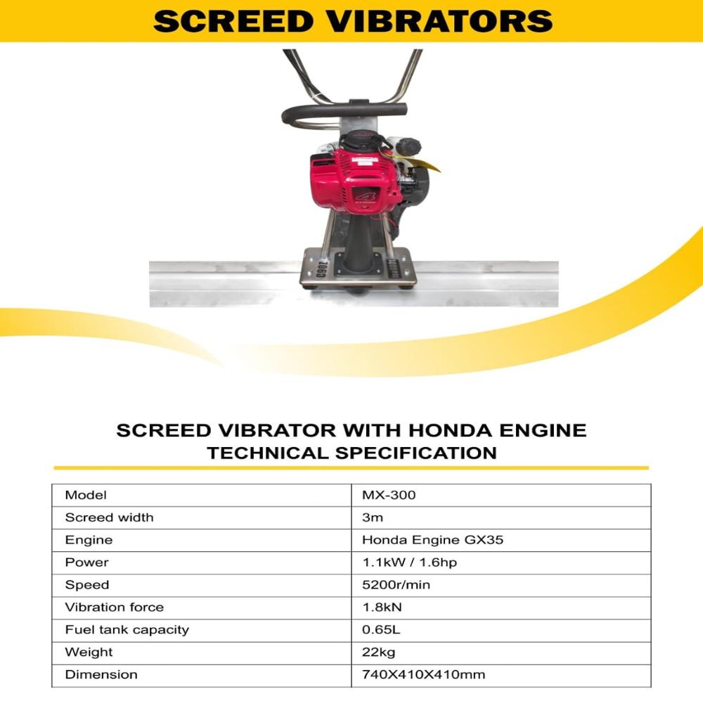 Mx-300 Screed Vibrator - Capacity: 0.65 Ltr