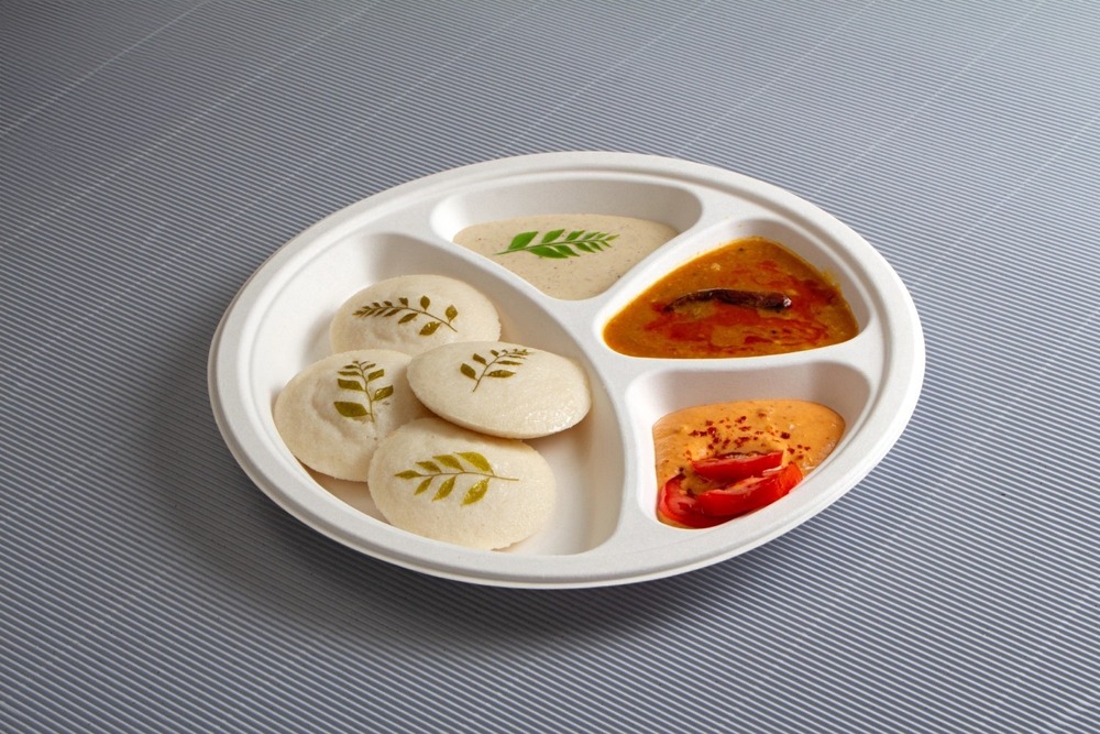 Compartment Biodegradable Plate With Lid - 11 Inch 4cp, Eco-friendly Bagasse Material, Durable & Food Safe