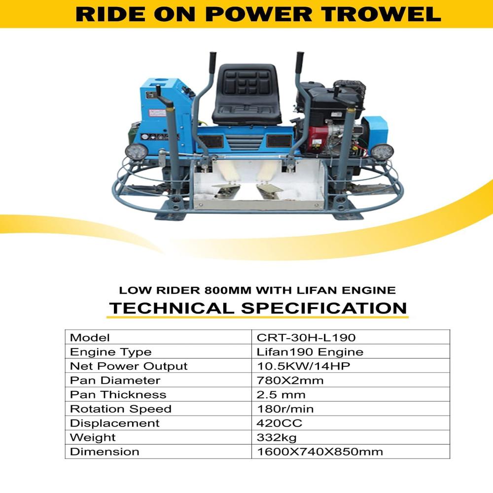 CRT-30H-L190 Ride On Power Trowel