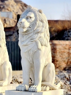 Marble lion statue