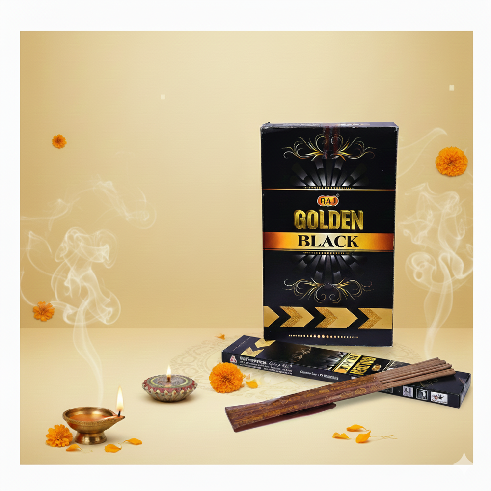 Golden Black Incense Sticks - Burning Time: 30 Minutes