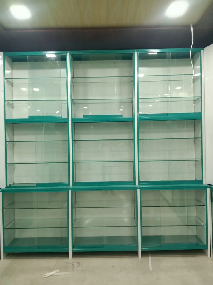 Medical Storage Racks | Ms & Glass Free Standing Unit 8 Feet Medical Wall Rack, For Pharmacy - Color: White