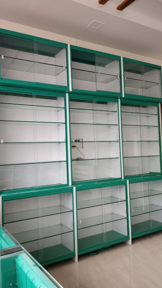 Medical Storage Racks | Ms & Glass Free Standing Unit 8 Feet Medical Wall Rack, For Pharmacy - Color: White