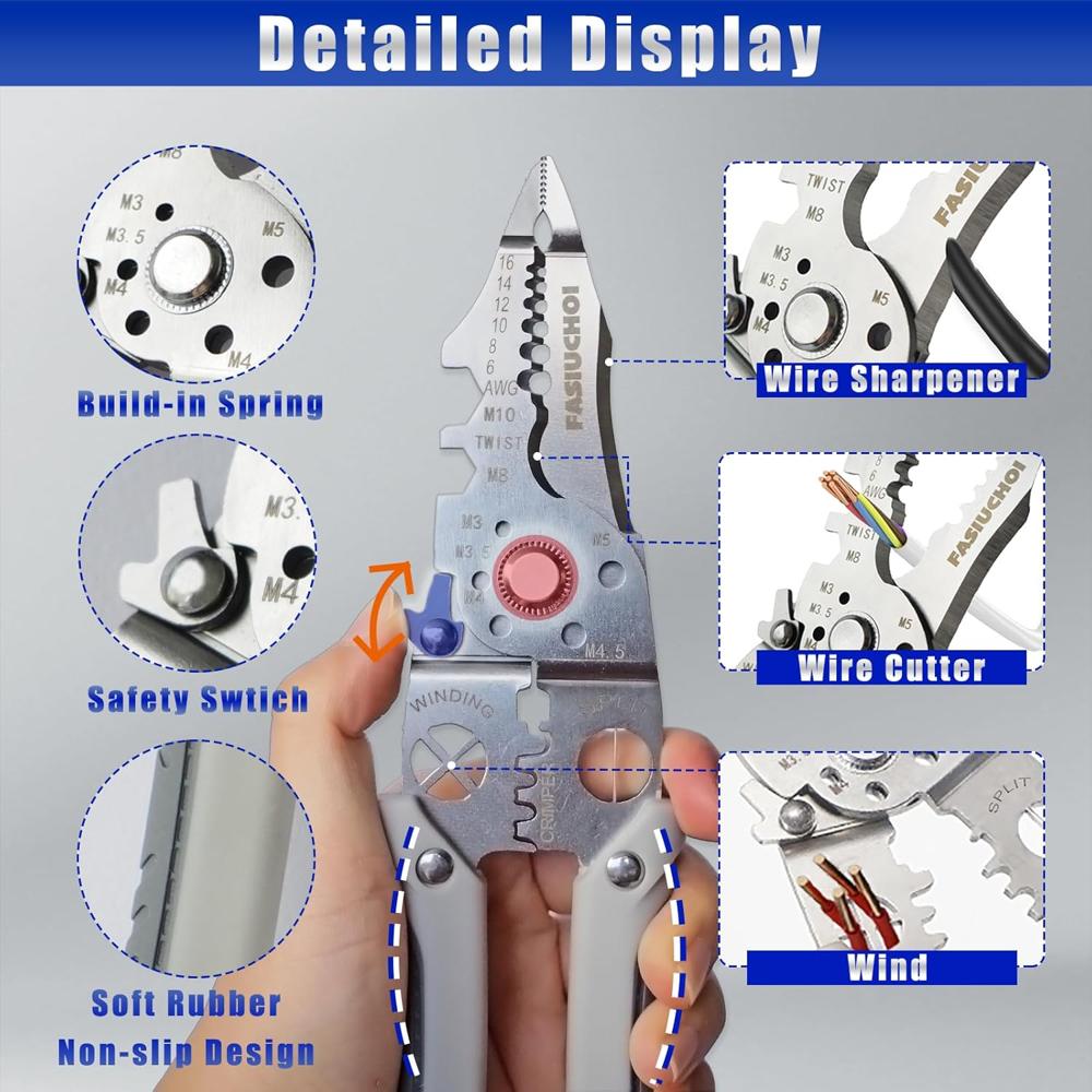 Multifunctional Wire Stripper Crimper Cable Cutter Pliers