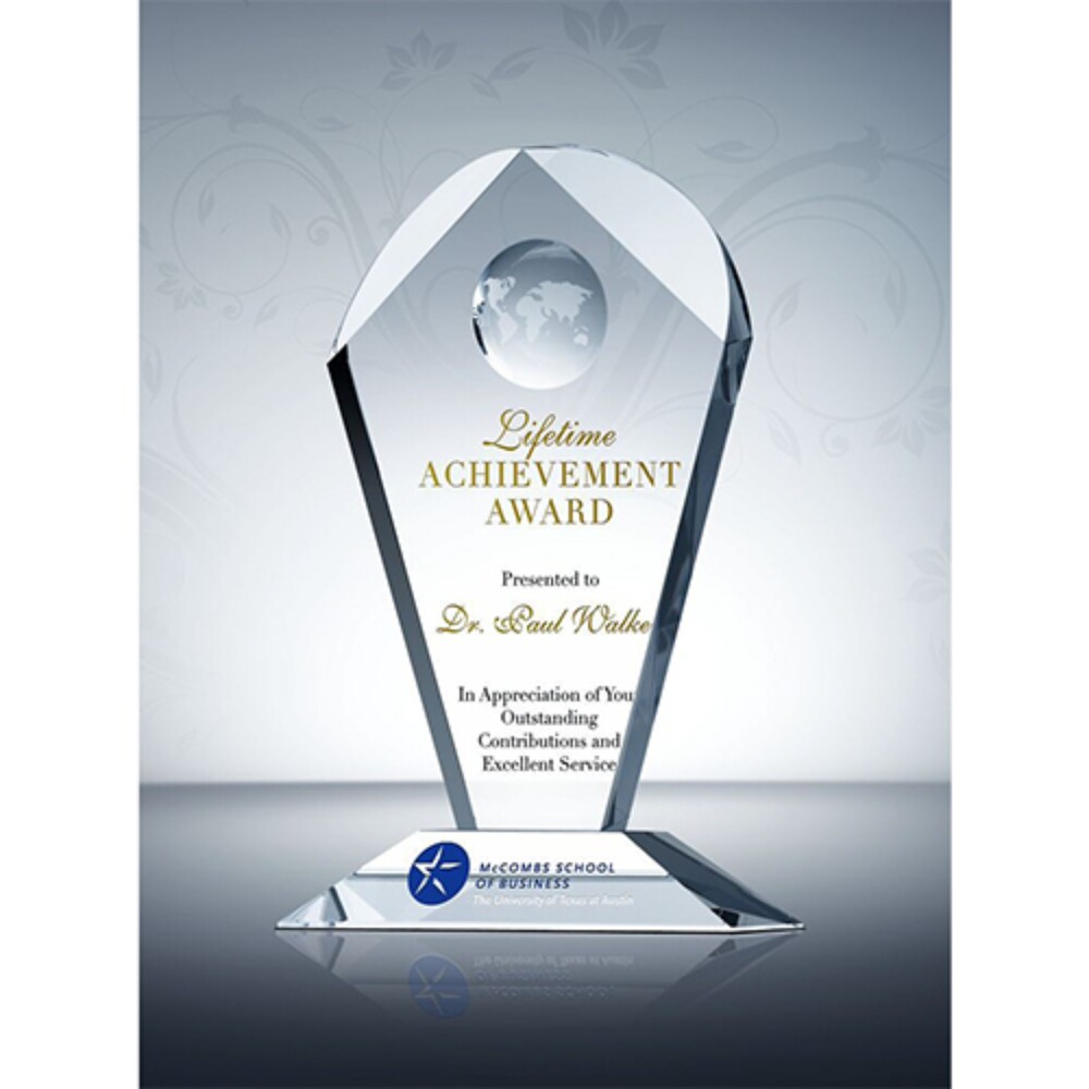 Achievement Award Trophy - High-quality Acrylic, 10-15 Inches, Transparent Color | Customized Logo, Elegant Corporate Design, Easy To Maintain