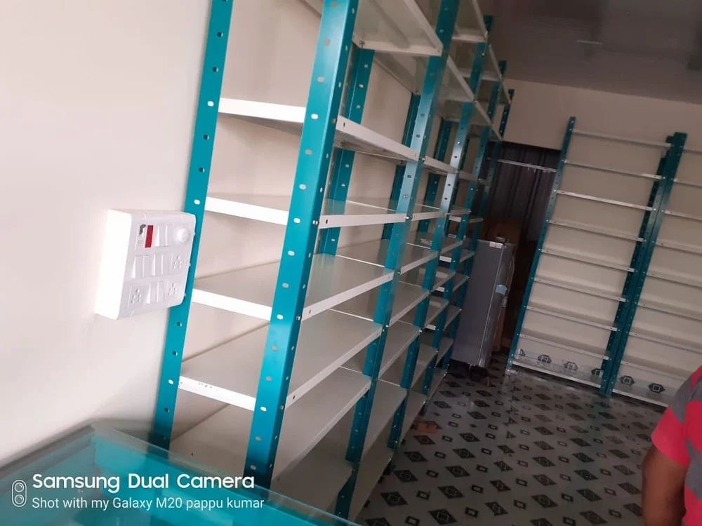 Slotted Angle Rack - Powder Coated, 3x6 Size, 300mm Width | 5 Layers, 55 Kg/day Capacity For Industrial, Hardware Shop, Warehouse Usage