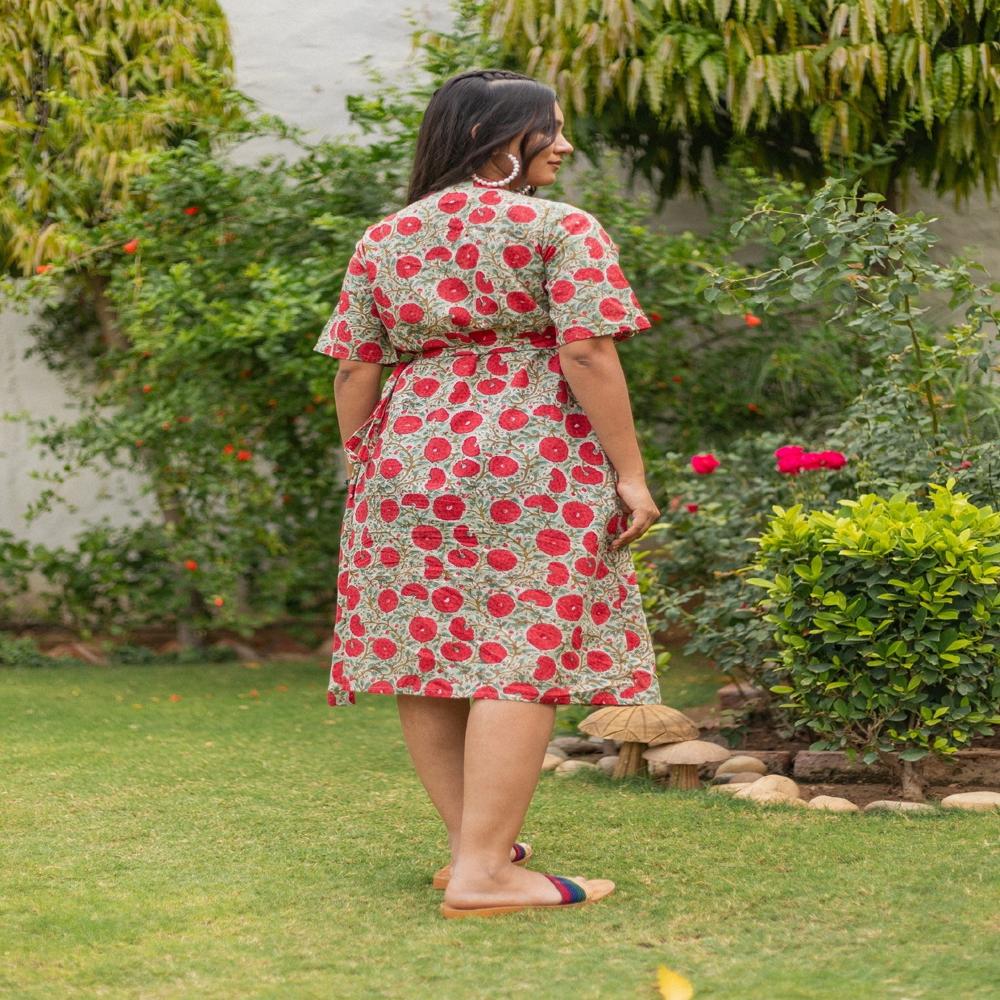 Ladies Floral Block Printed Cotton Dress