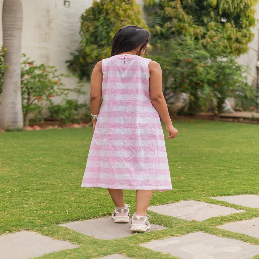 Ladies Light Pink Flex Cotton Dress