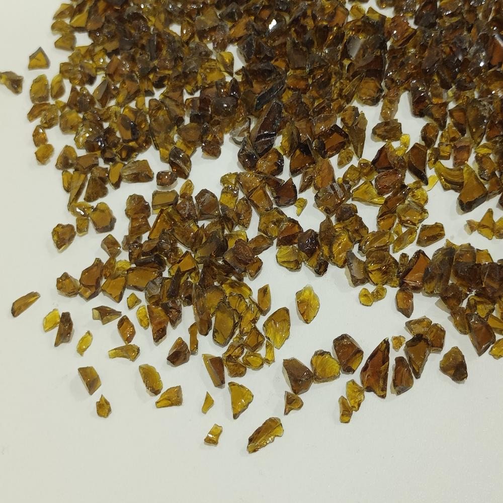 crushed cullet glass chips / Brown Glass Chips /flooring or fire pit used original glass chips