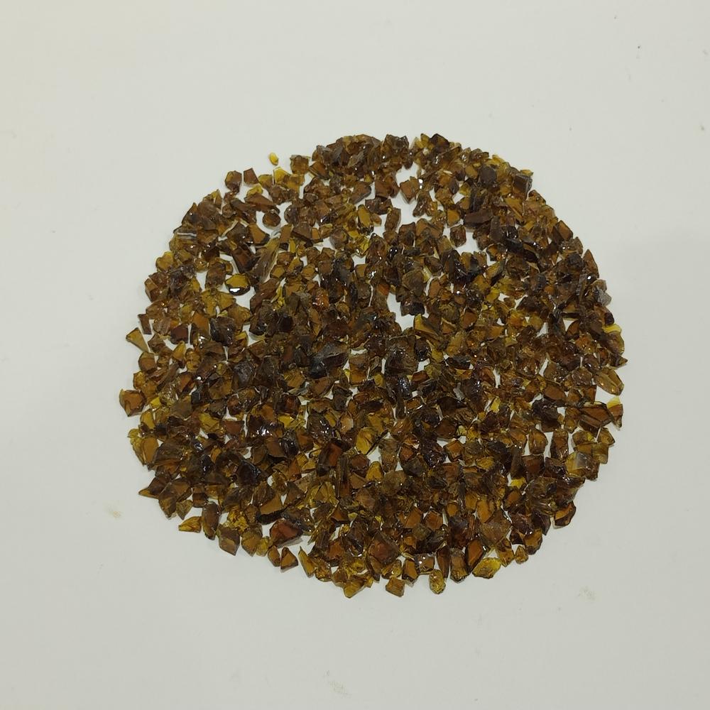 crushed cullet glass chips / Brown Glass Chips /flooring or fire pit used original glass chips