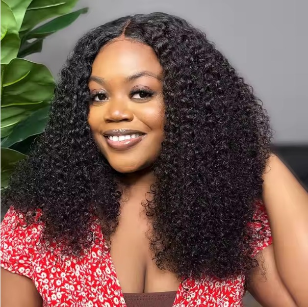 The Devote Deep Part Kinky Curly Glueless Lace Closure Wig | Super Double Drawn Human Hair | Pre Cut Lace | 99J Burgundy | Middle Part