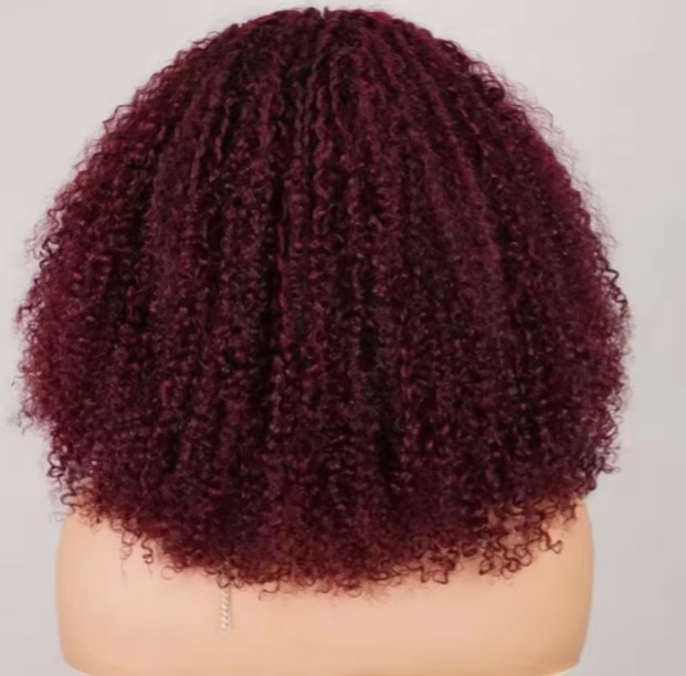 The Devote Deep Part Kinky Curly Glueless Lace Closure Wig | Super Double Drawn Human Hair | Pre Cut Lace | 99J Burgundy | Middle Part