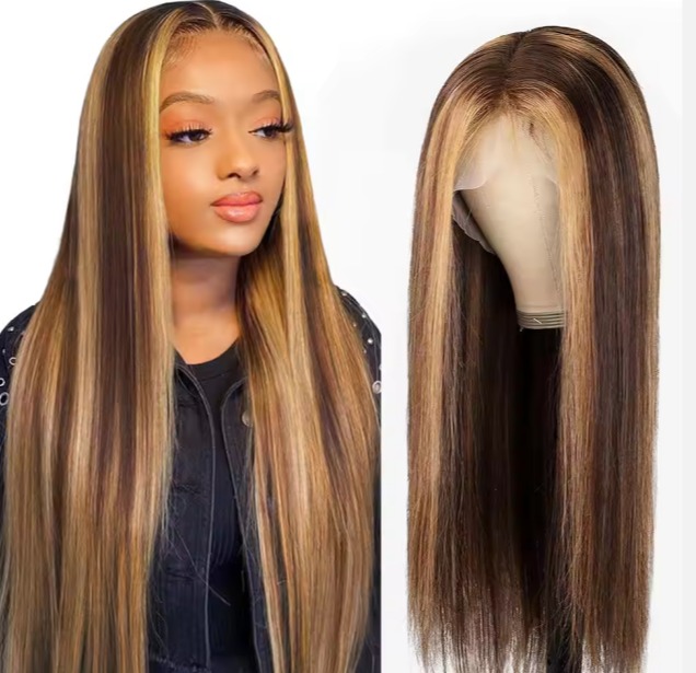 The Devote Transparent 13x6 Lace Front Wig | Ombre Brown Highlight Body Wave Human Hair | Glueless Deep Wave Wig | Natural Finish