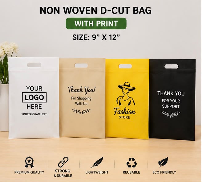 Non Woven D -Cut Carry Bag - Bag Size: 9*12