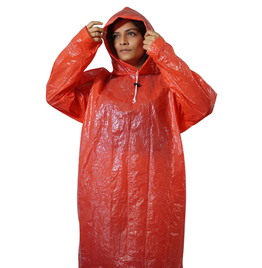 Red Waterproof Rain Poucho