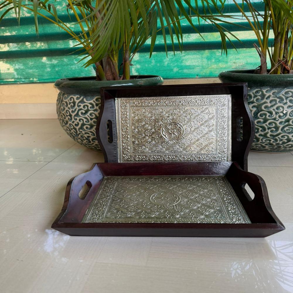 Germansilver coated wooden beautiful trays*