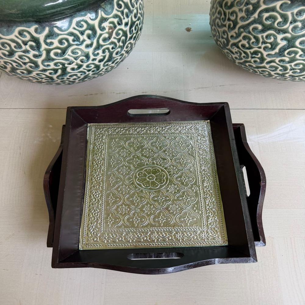 Germansilver coated wooden beautiful trays*