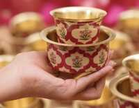 Brass Coffee Dabara Set - Color: Golden