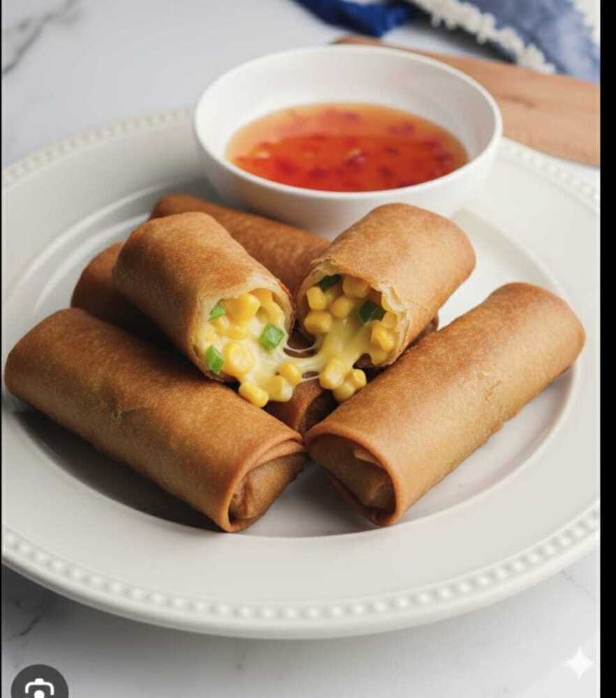 Deep Fried Spring Rolls With Creamy Cheese - Processing Type: Baked
