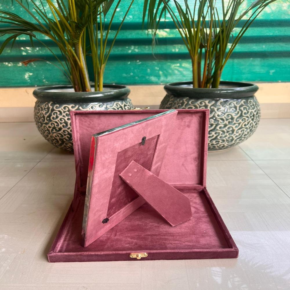 Beautiful Rose silver frame with pink  gift box
