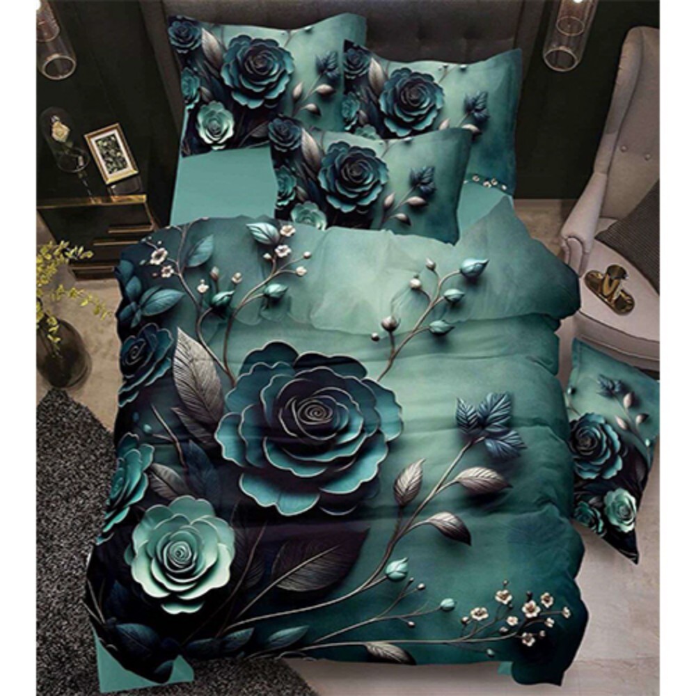7D Digital Floral Print Bedsheet - Color: Multicolor