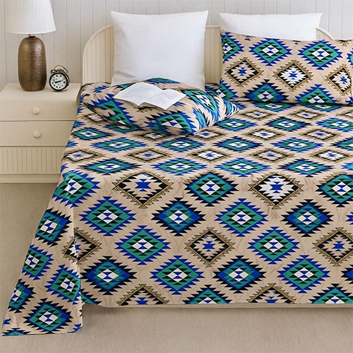 Bombay Mill Printed Glace Cotton Bedsheet Set With Zig Zag Pillow Cover